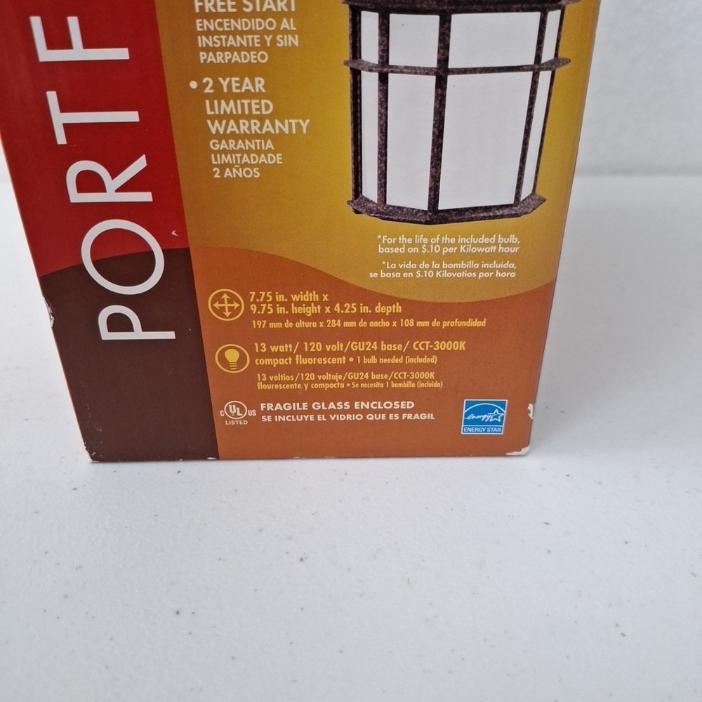 2 Portfolio Outdoor Wall Lanterns Light Fixtures Metal Rust Finish Photo Sensor - Picture 11 of 15